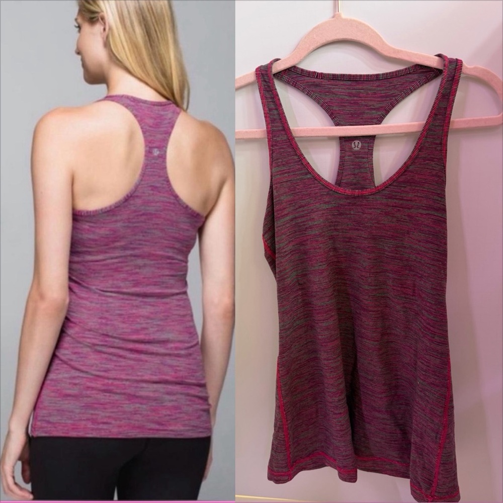2 lululemon pieces 1 Pink Space-Dye Racerback Tank&1 Heathered blue both size 10